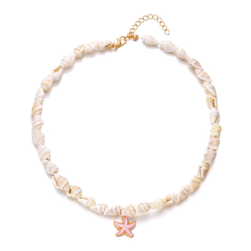 Wholesale Bohemian Summer Dopamine Conch Shell Starfish Necklace