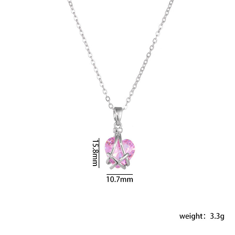 Wholesale birthday Stone Love necklace female niche design luxury design pendant accessories clavicle chain