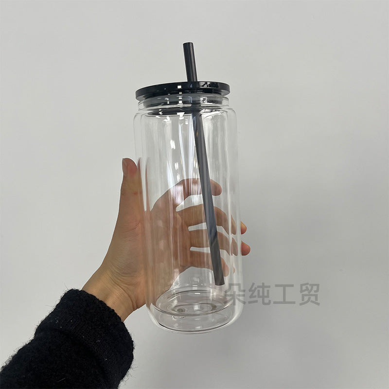 Wholesale Snowball Cup Double Layer Glass Cup 16oz Perforated Thermal Sublimation Mason Cup Cola Straw & 25oz & 20oz Glass Cup Can Be DIY and Can Be Stickered