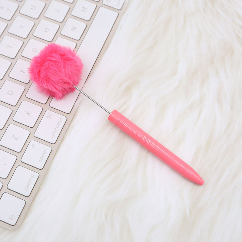Wholesale New Style Fluffy Ball Beaded Pen Creative DIY Handmade Plastic Fluffy Ball Beaded Ballpoint Pen High Color Value Fluffy Pen Can be Wraped