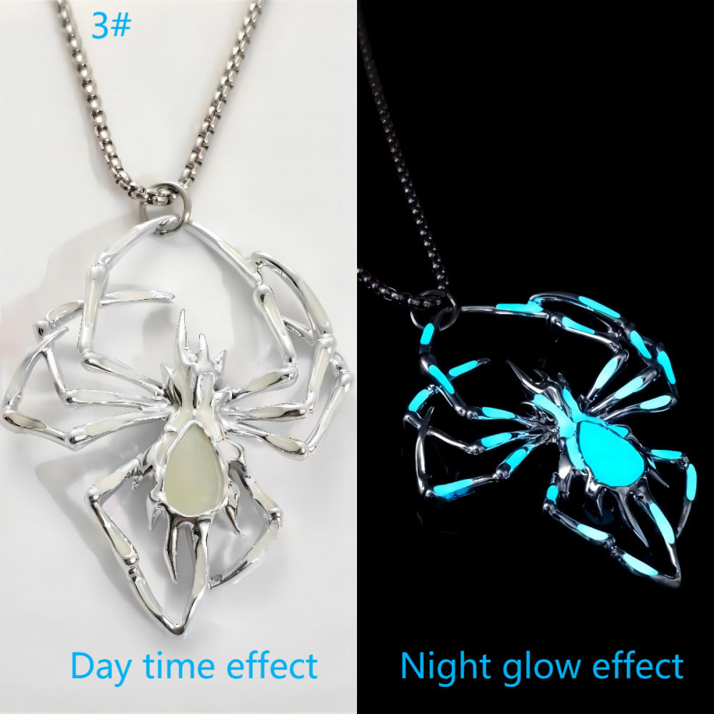 Wholesale Halloween three-dimensional luminous spider necklace