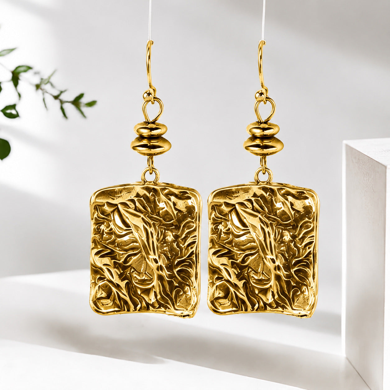 Wholesale Vintage Hammered Geometric Earrings For Women Antique Gold Zinc Alloy Fashion Jewelry Accessory