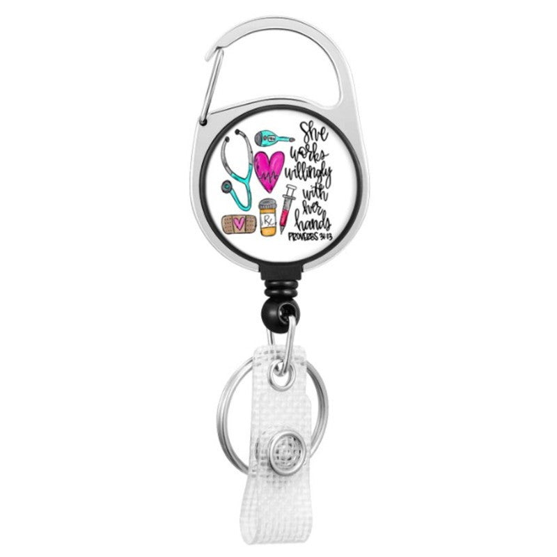 Wholesale Badge Reels ABS Doctor Nurse Carabiner Retractable Keychain
