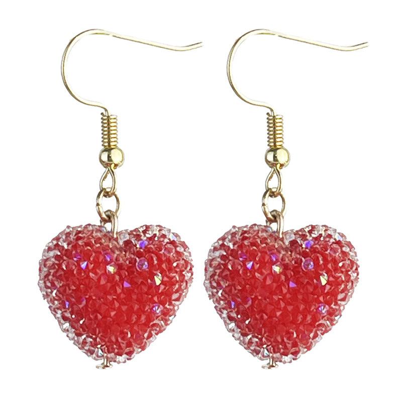 Wholesale 2pcs Valentine's Day Love Three-dimensional Simulation Candy Resin Diamond Color Matching Bead Earrings