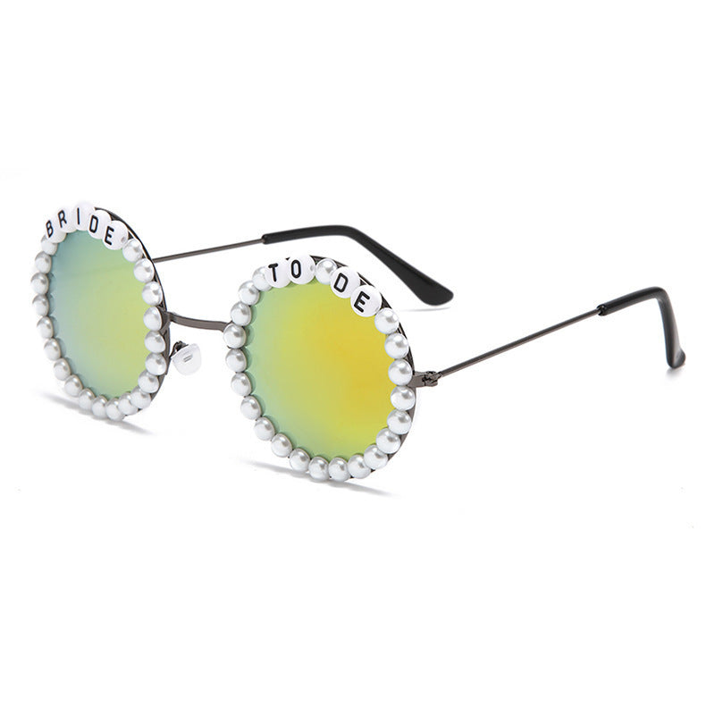 Wholesale Bridal Fashion Rhinestone Bride Peach Sunglasses