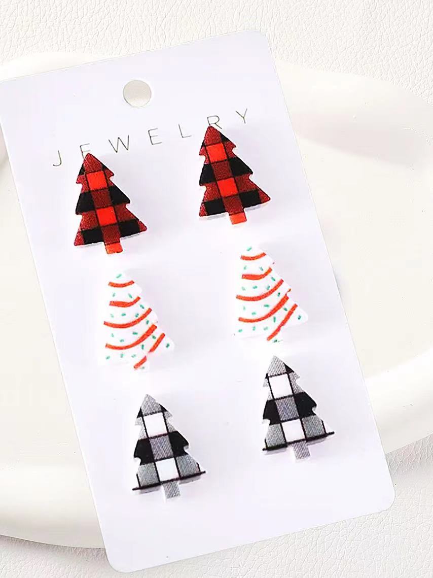 Wholesale Christmas Tree Snowman Series Acrylic Earrings Set