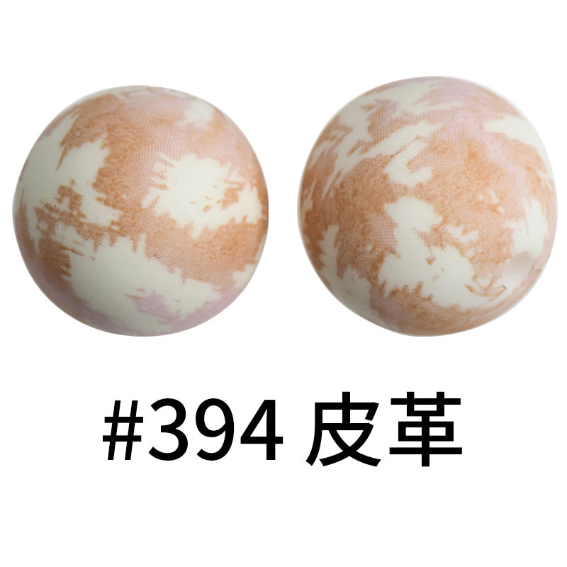 Wholesale 50pcs 16mm Print Silicone Beads Colorful Silicone Water Transfer Beads