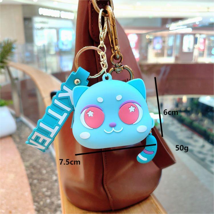 Wholesale Cute Big Eyed Cat Zero Wallet Silicone Keychain