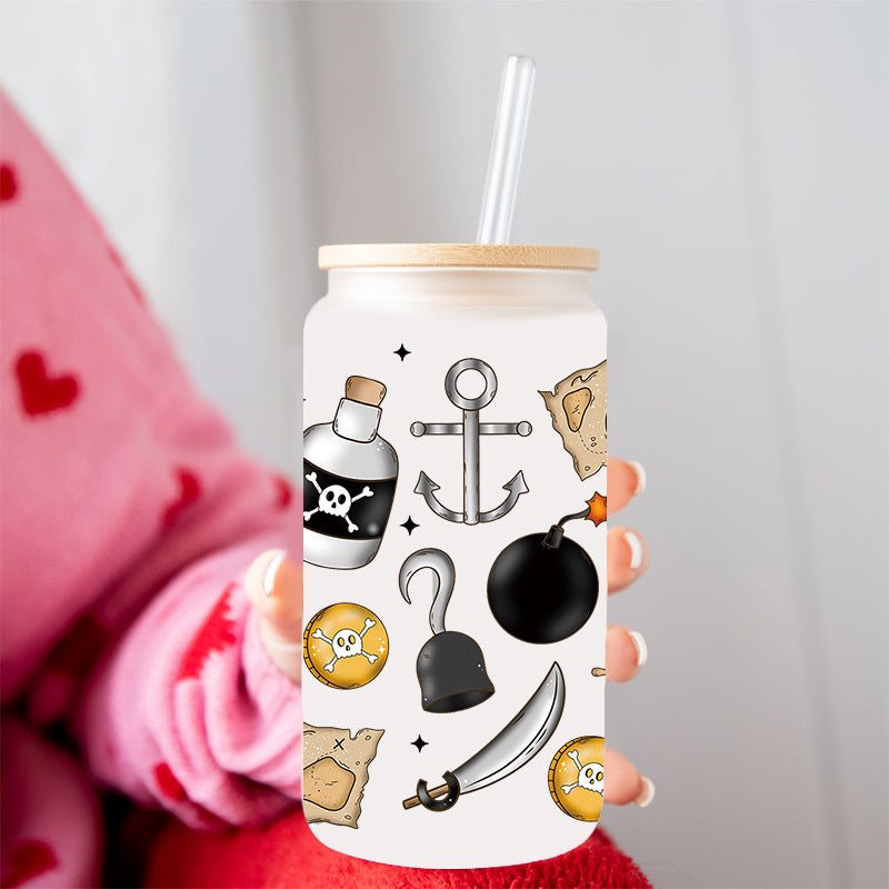 Wholesale Colorful Skull Finger Body  16oz Cup UV DTF Wraps