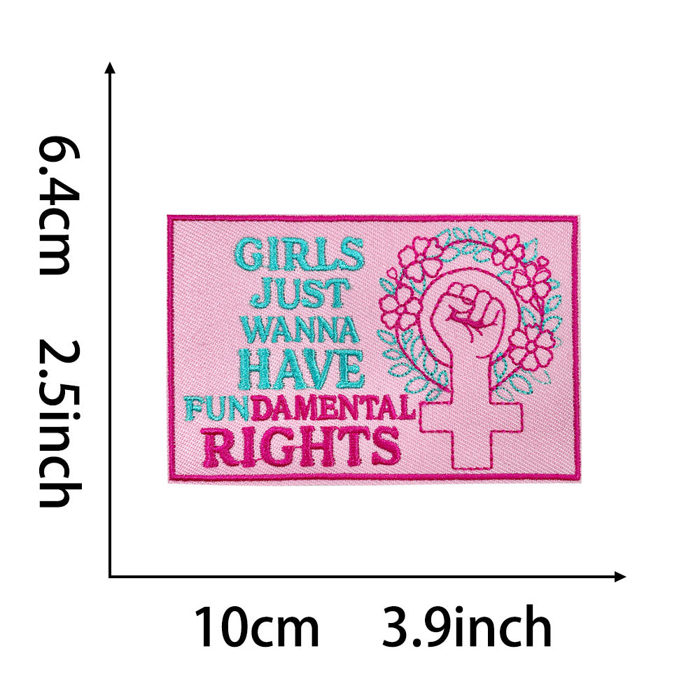 Wholesale Towel Embroidery Iron On Patches Retro Funny Text Rectangular For Coats Everyday
