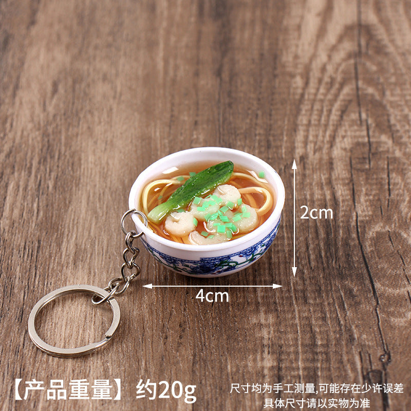 Wholesale Simulation Food 4cm Blue and White Porcelain Bowl Keychain Pendant Chinese Style Gourmet Snack Micro Food Play Model Toy