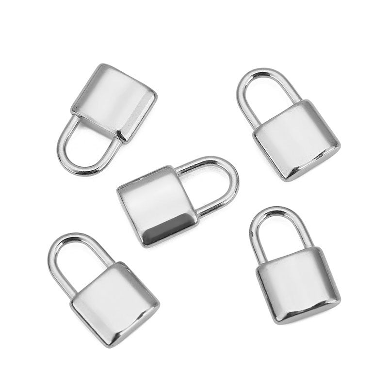 Wholesale 5PCS/PACK Stainless Steel Small Lock Pendants DIY Necklace Accessories