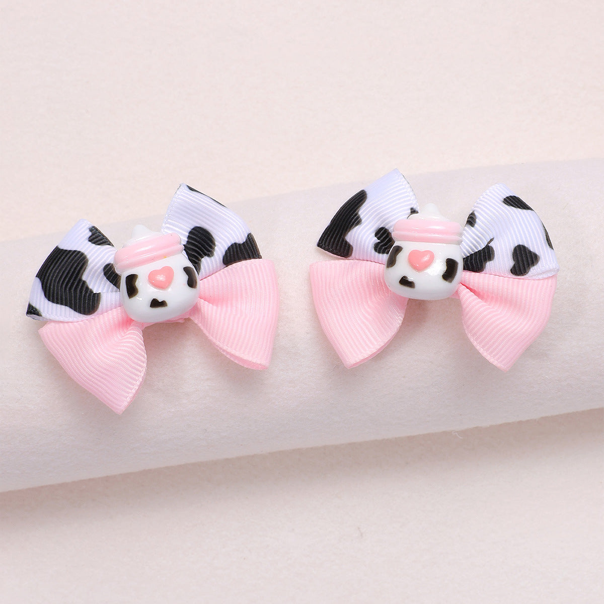 Wholesale  20pcs/pack European and American Cow Pattern Bow Hairpins Popular Kidsren' s Bow Hair