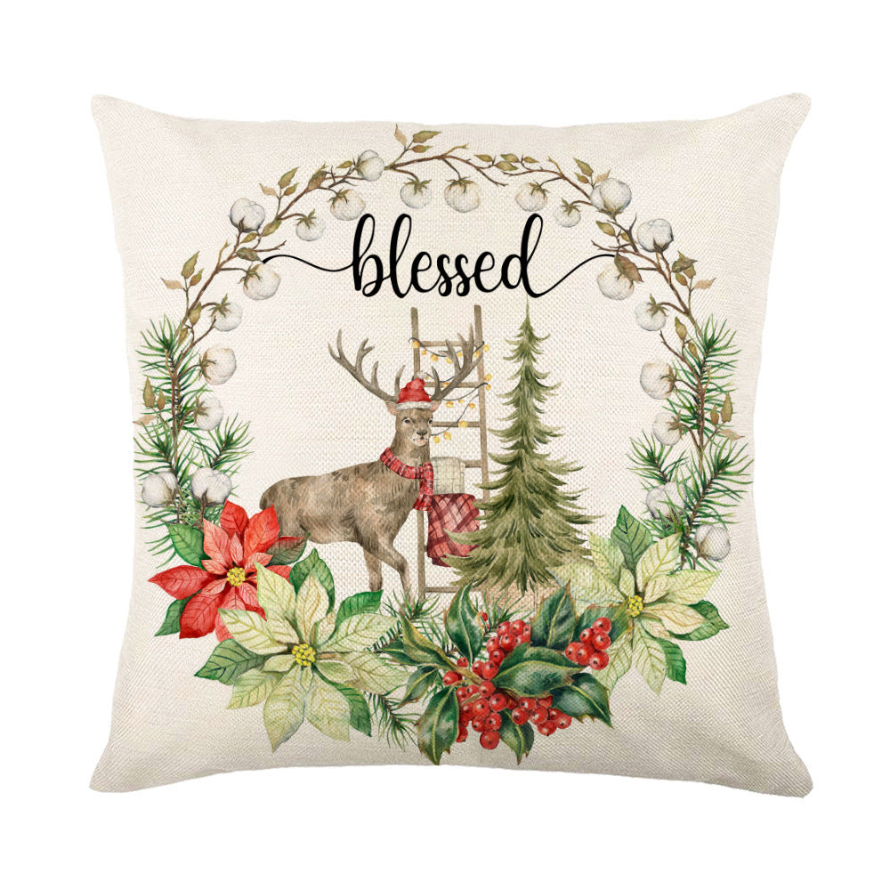 Wholesale Simple Christmas Throw Pillow Cover Letter Decoration Cushion Linen Printing Waist Cushion