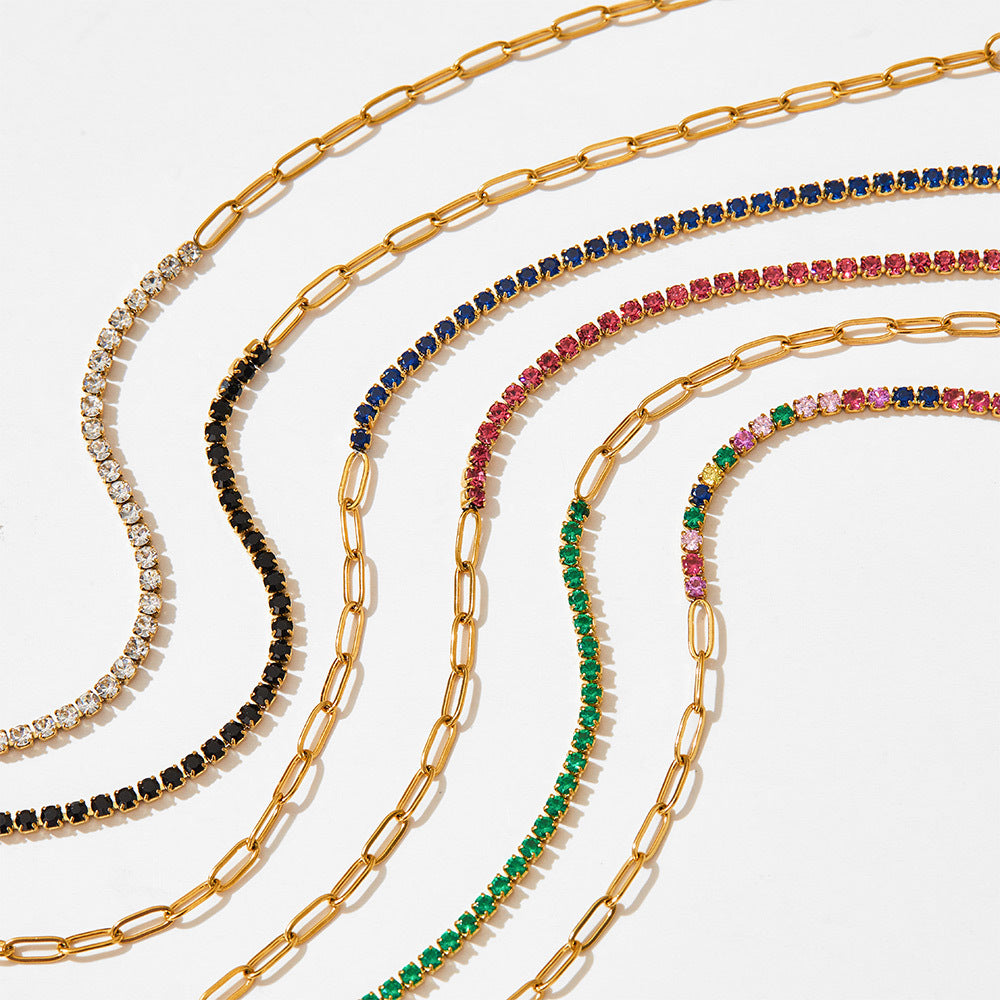 Wholesale PVD stainless steel zircon vacuum gold-plated exquisite bracelet