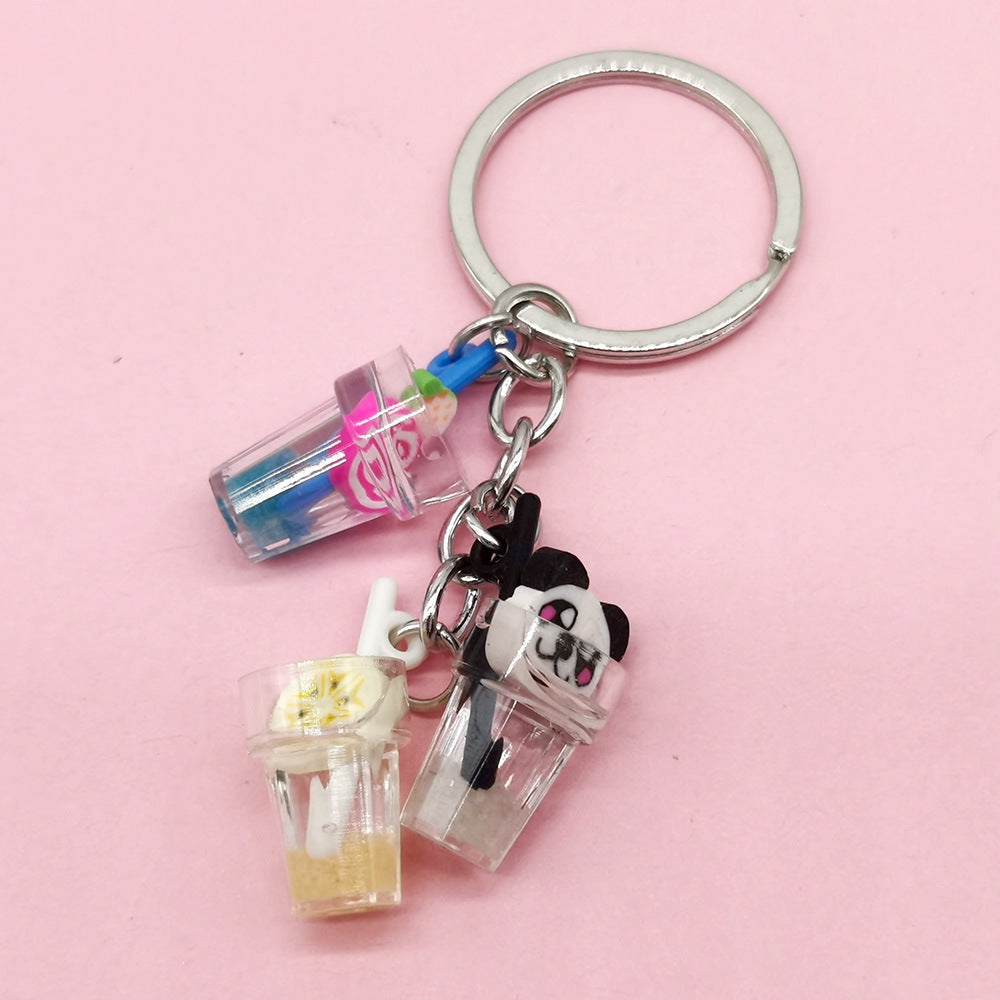 Wholesale Resin Luminous Simulation Fruit Juice Keychain Small Pendant Juice Cup