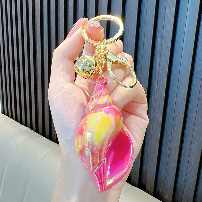 Wholesale Color Plated Large Conch Electroplated Colorful Acrylic Key Chain