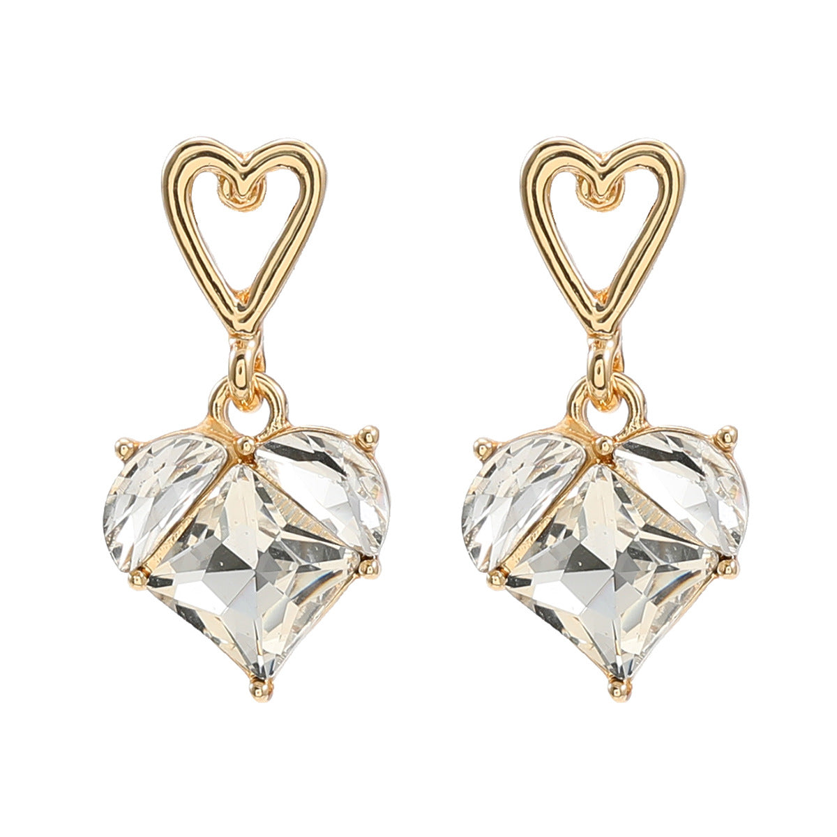 Wholesale Love Shaped Earrings Exaggerated Colored Diamond Earrings