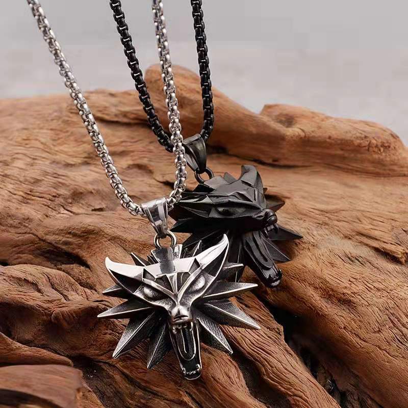 Wholesale Stainless Steel Wolf Head Men's Necklace
