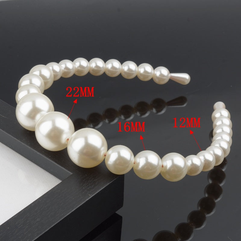 Wholesale Hand-woven imitation pearl headband wrapped headband bridal hair accessories crown bow versatile hairpin female