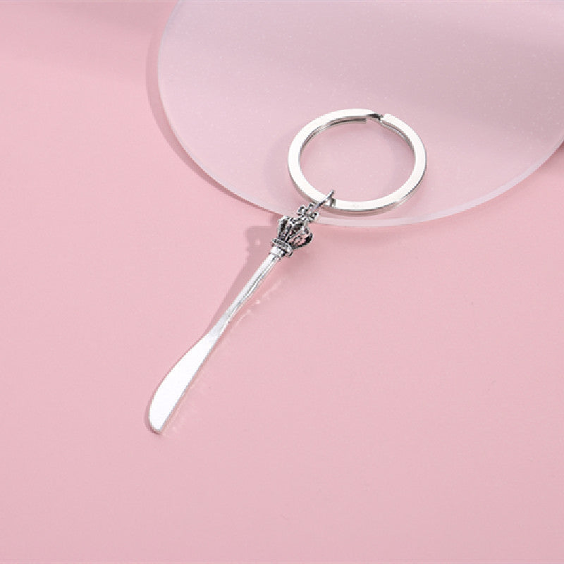 Wholesale 10PCS Crown Knife, Fork and Spoon Retro Metal Keychain