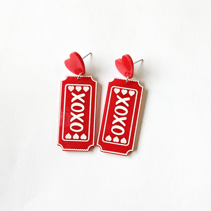 Wholesale Valentine's Day XOXO Heart Acrylic Earrings