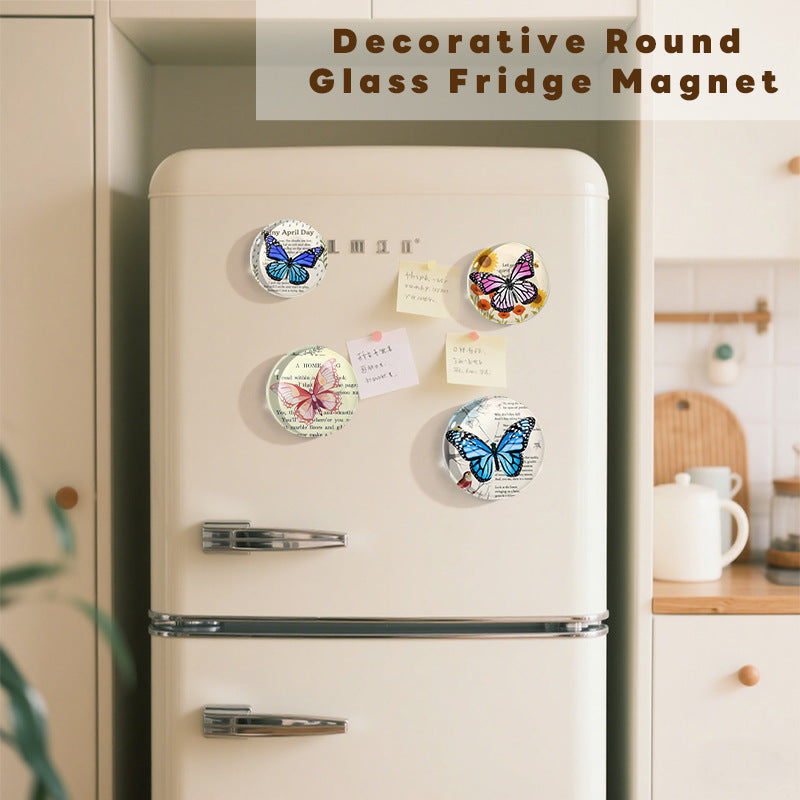 Wholesale Butterfly Series Round Crystal Glass Fridge Magnet Set