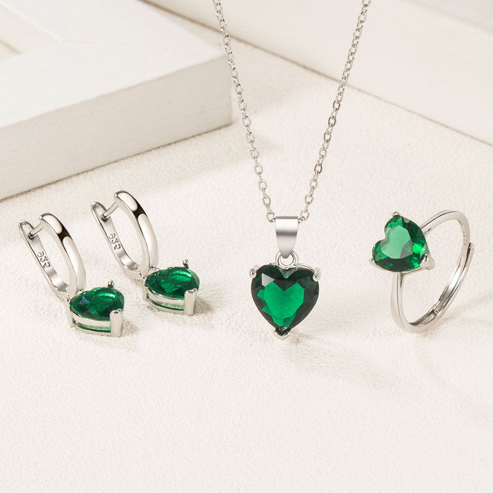 Wholesale Valentine's Day Love Zircon Necklace Earrings Ring Set