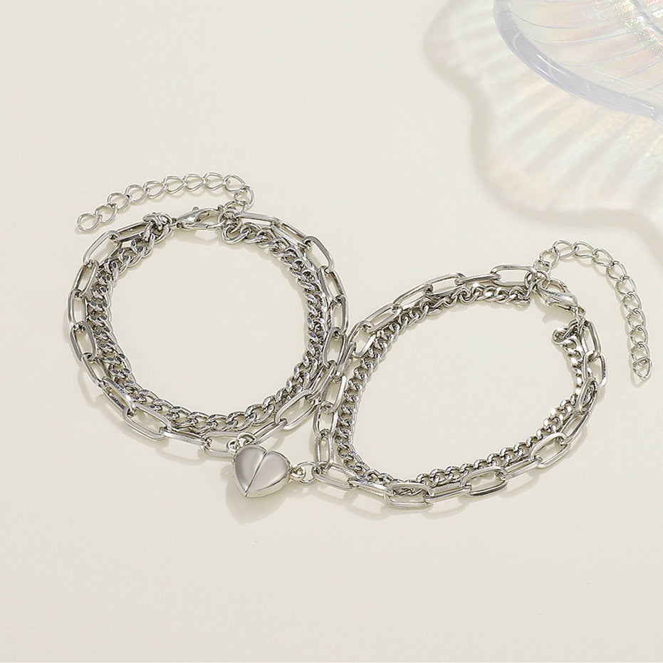 Wholesale Double Layer Stitching Magnetic Love Bracelet