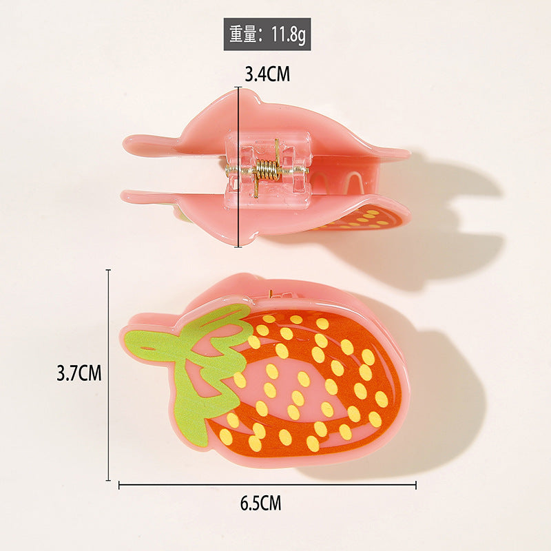 Wholesale PVC Korean Style Fruit Hair Clips Cute Lemon Strawberry Claw Clip For Everyday Styling Gift
