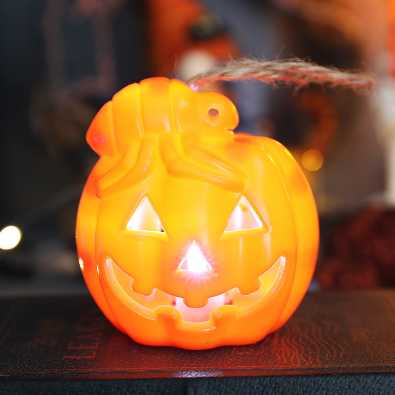 Wholesale Halloween Plastic Pumpkin Lantern Electronic Candle Light Ornament Decoration Props