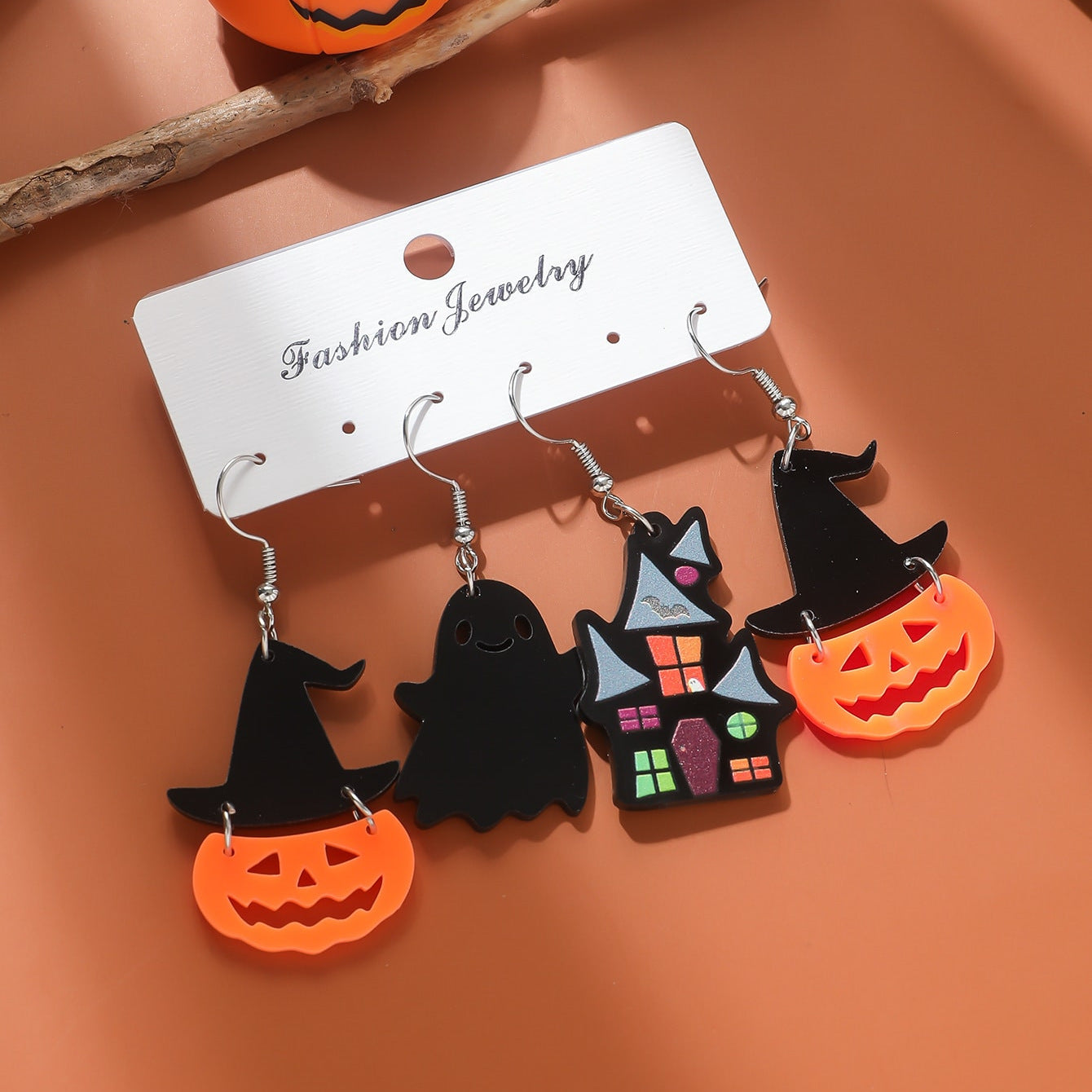 Wholesale Halloween Cartoons Spooky Ghosts Pumpkin Acrylic Earrings