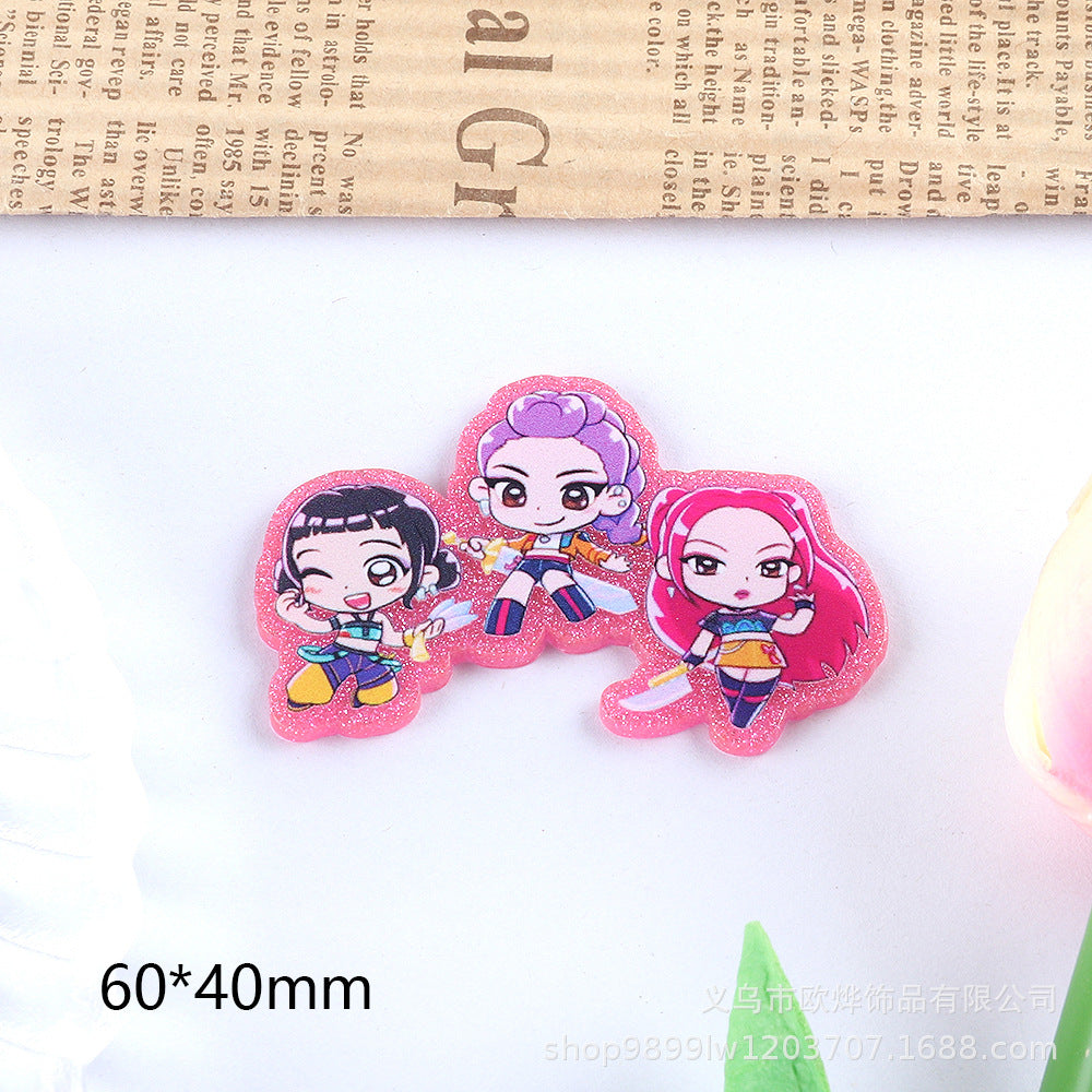 Wholesale 10pcs/ pack Cartoon Girl Cute Pendant Acrylic Pin DIY Accessories