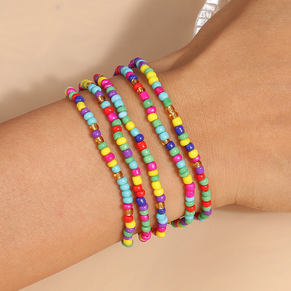 Wholesale Rice Beads Long Section Multi-layer Colorful Beading Bracelet