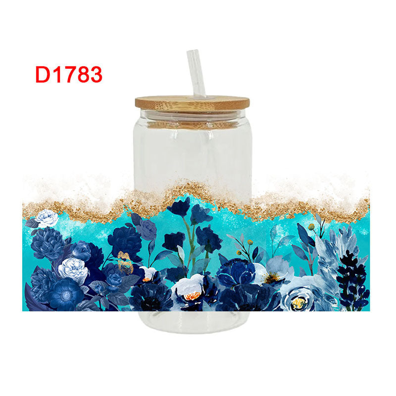 Wholesale Cartoon printing heat transfer Cup sticking crystal logo pattern 16OZ UV DTF WRAPS