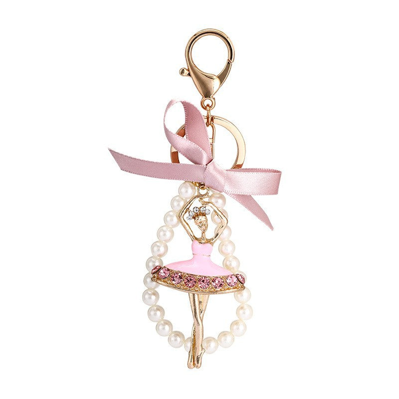Wholesale Pearl Car Butterfly Alloy Keychain