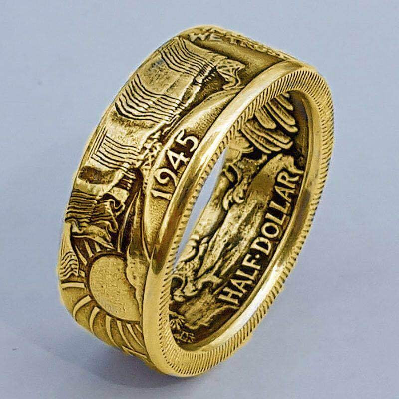 Wholesale  Antique Coin Morgan Dollar Engraved Ring