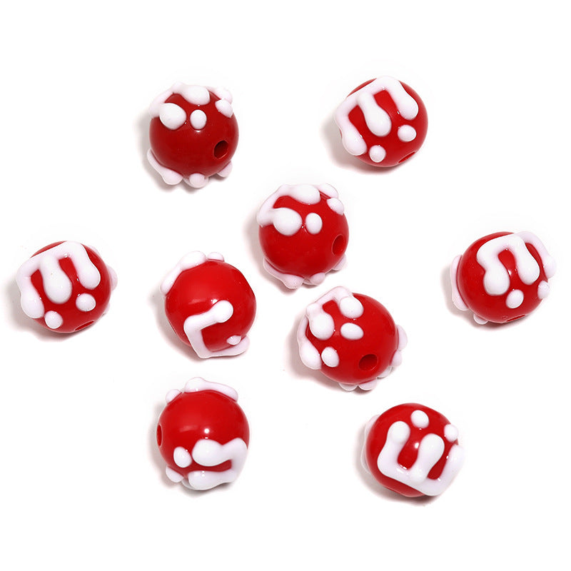 Wholesale  100pcs/pack Cartoon Hand-Painted Beads DIY Acrylic  Beads