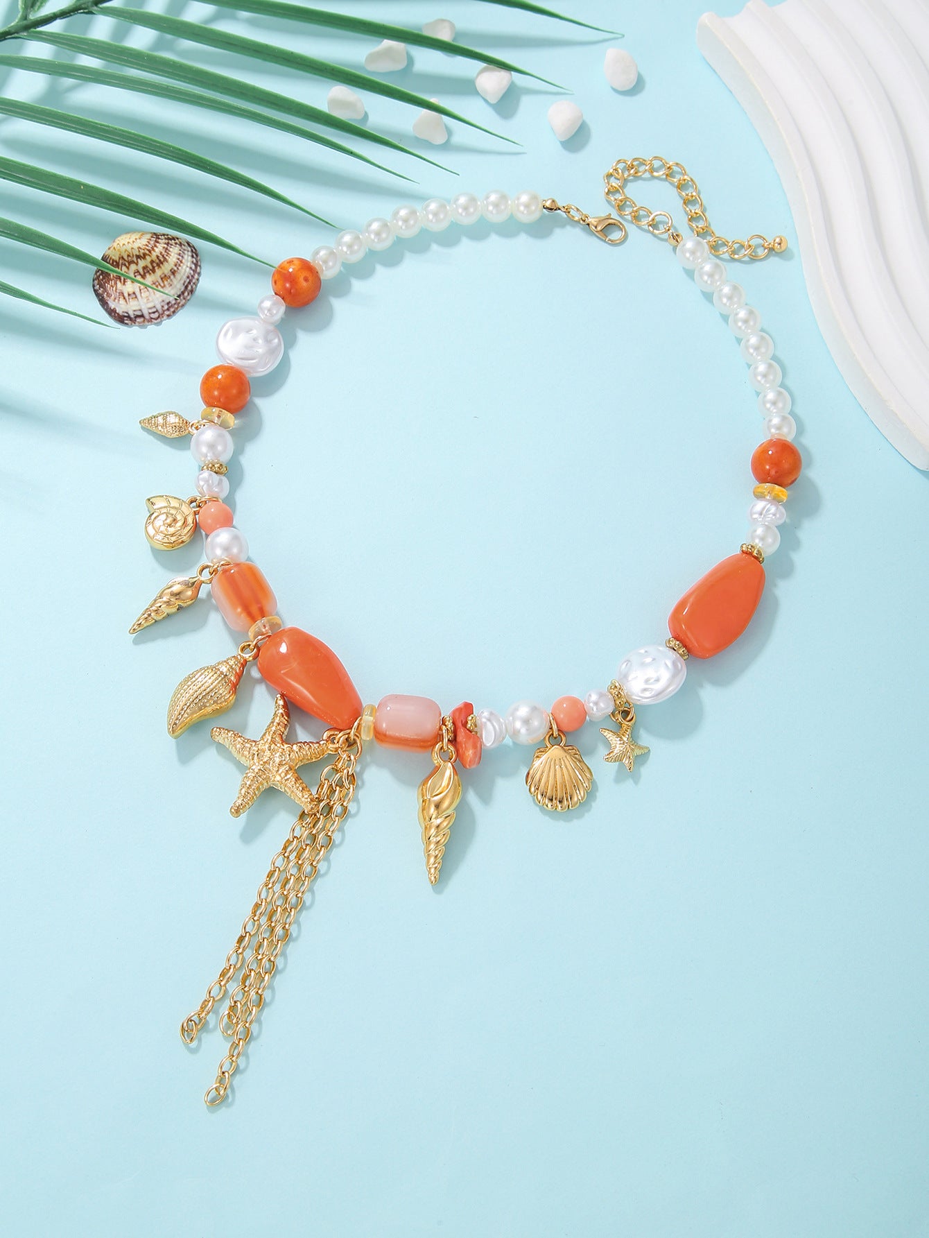 Wholesale Bohemian Seaside Holiday Style Beach Shell Pendant Beaded Necklace
