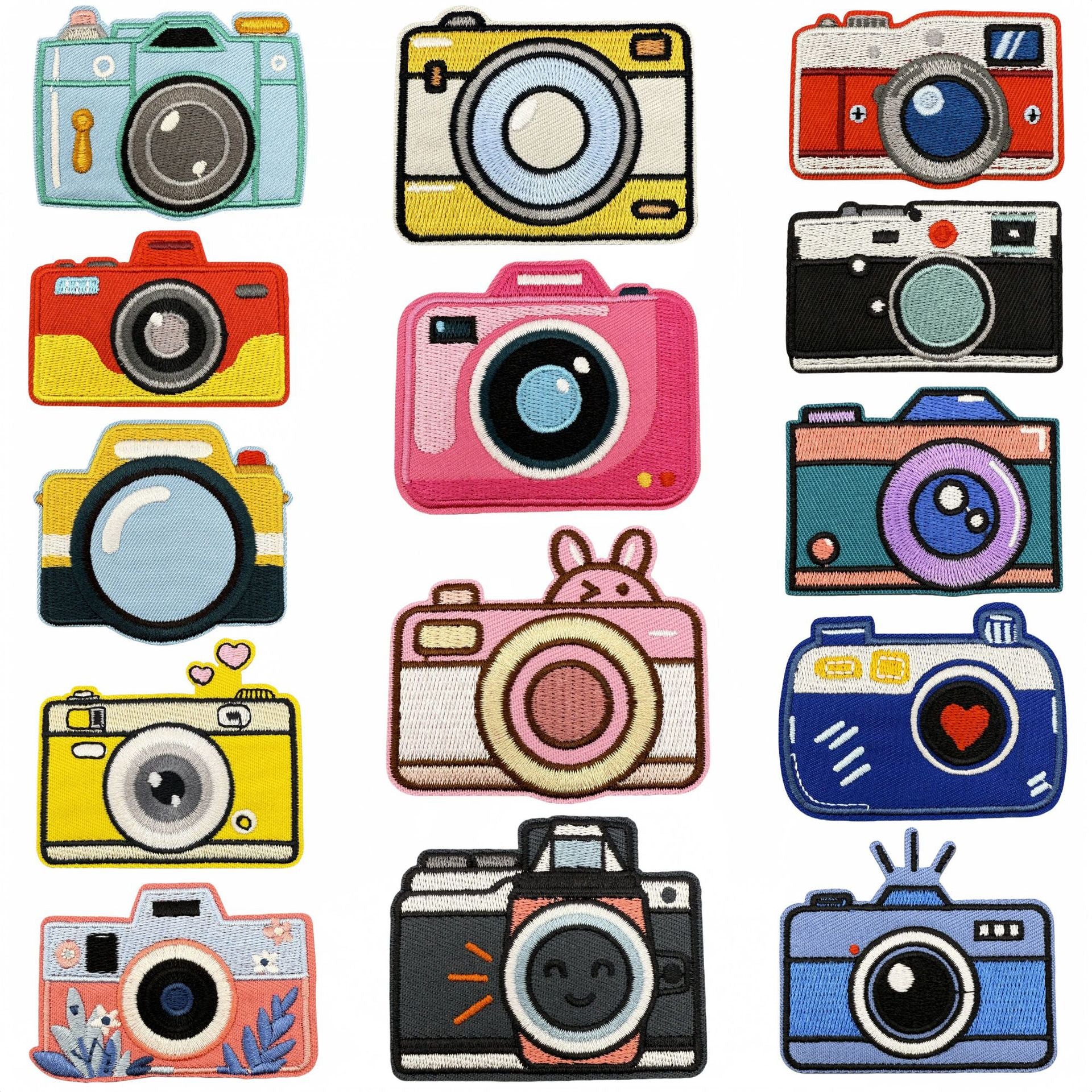 Wholesale Trendy Cartoon Camera Embroidered Iron On Patches For Clothing Decoration DIY Accessory