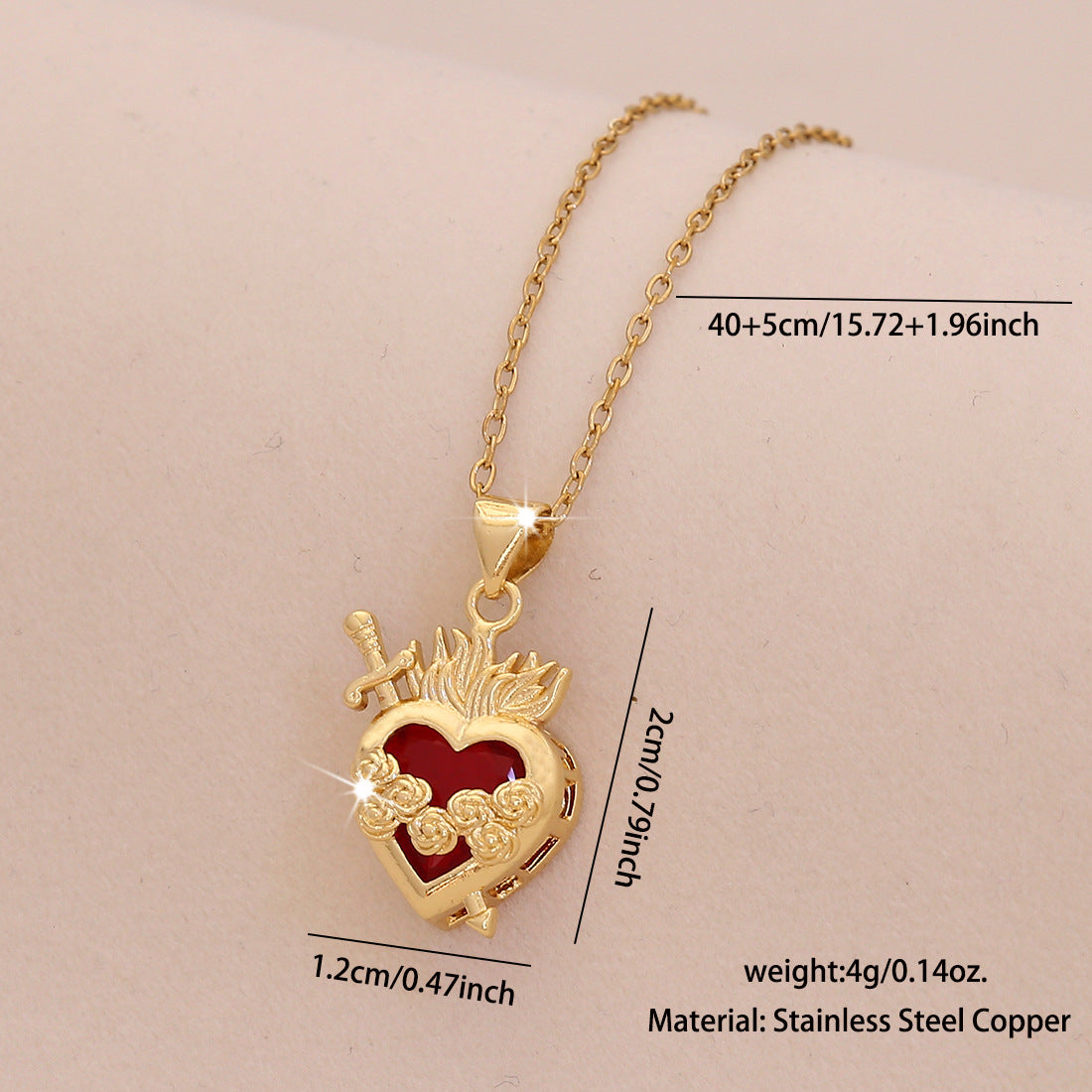 Wholesale  Red Love Pendant Necklace Light Luxury Stainless Steel Clavicle Chain
