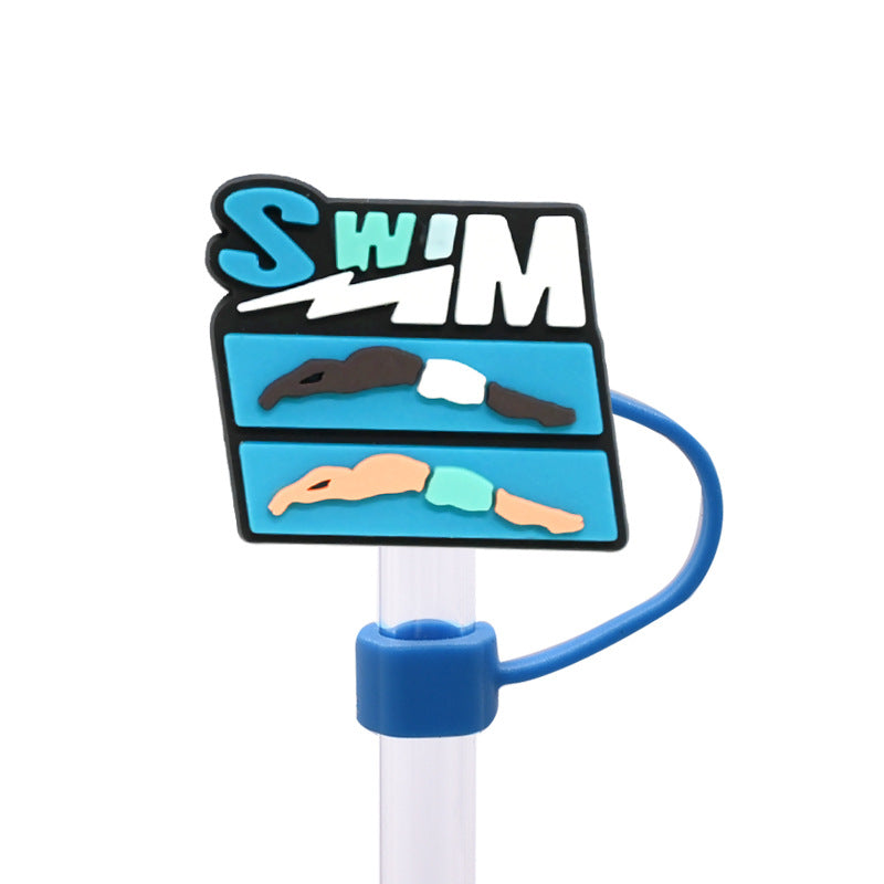 Wholesale Random 100pcs 10MM swimming dust plug straw hat creative DIY cup straw accessories