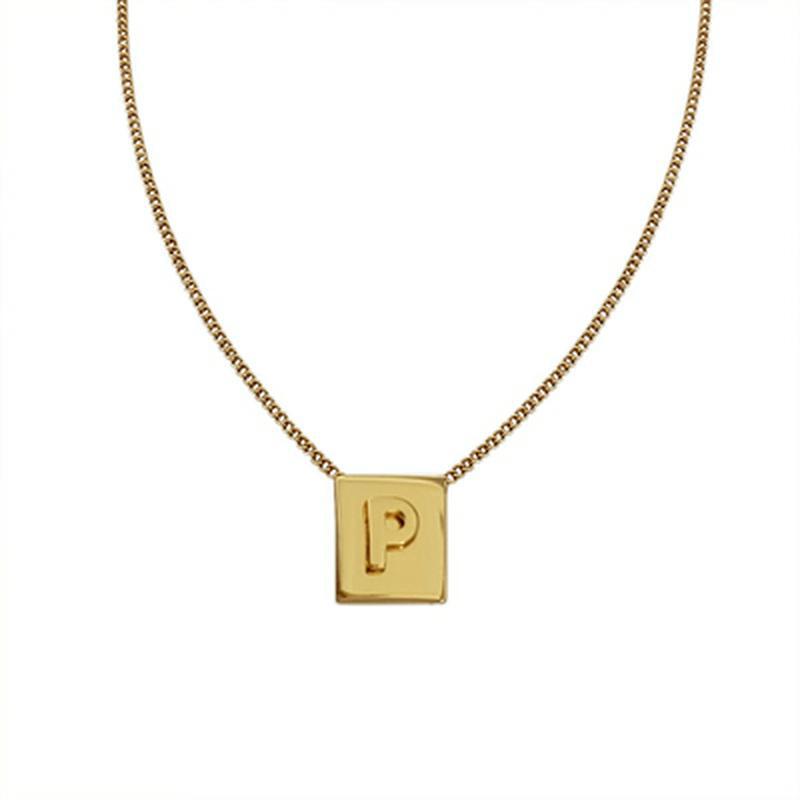 Wholesale Small square 26 letter necklace