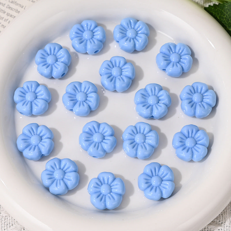 Wholesale 5pcs/pack  Acrylic Cream Candy Color Small Flower Beads  Acrylic Beads