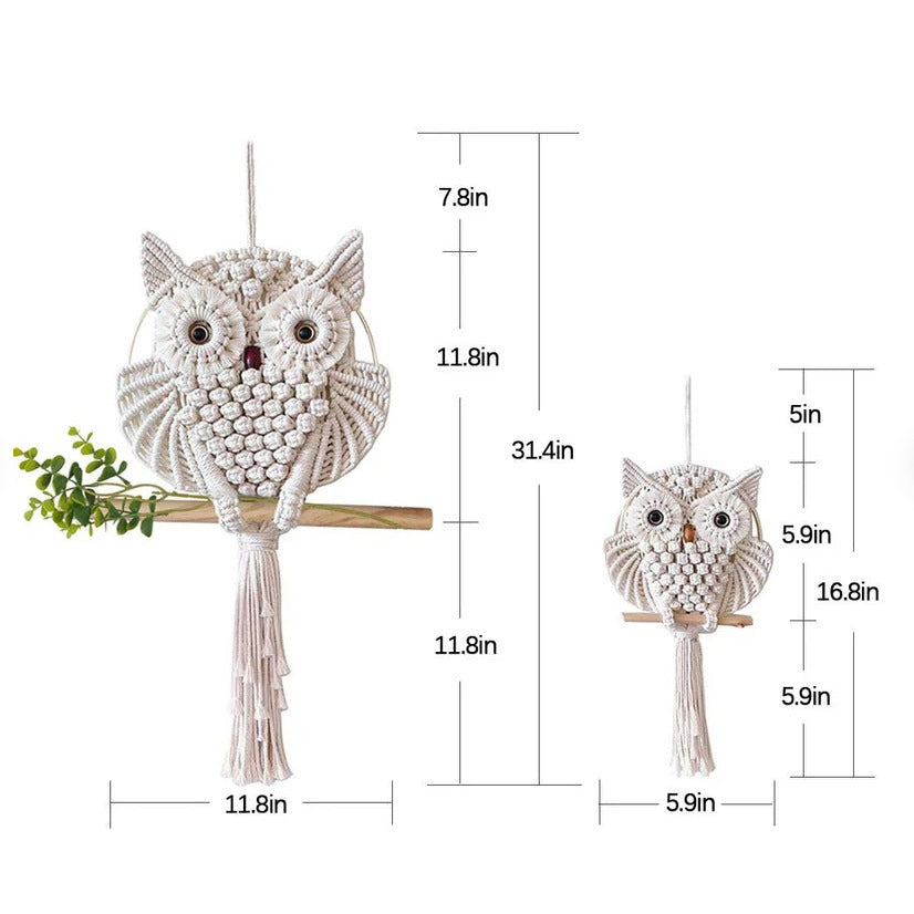Wholesale Bohemian Style Owl Pendant Hand Woven Wall Hanging Cotton Rope Decorations