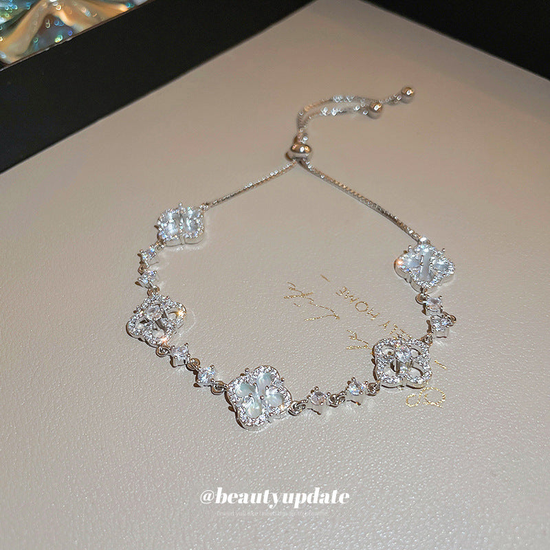 Wholesale Four Petal Flower Zircon Flower Bracelet