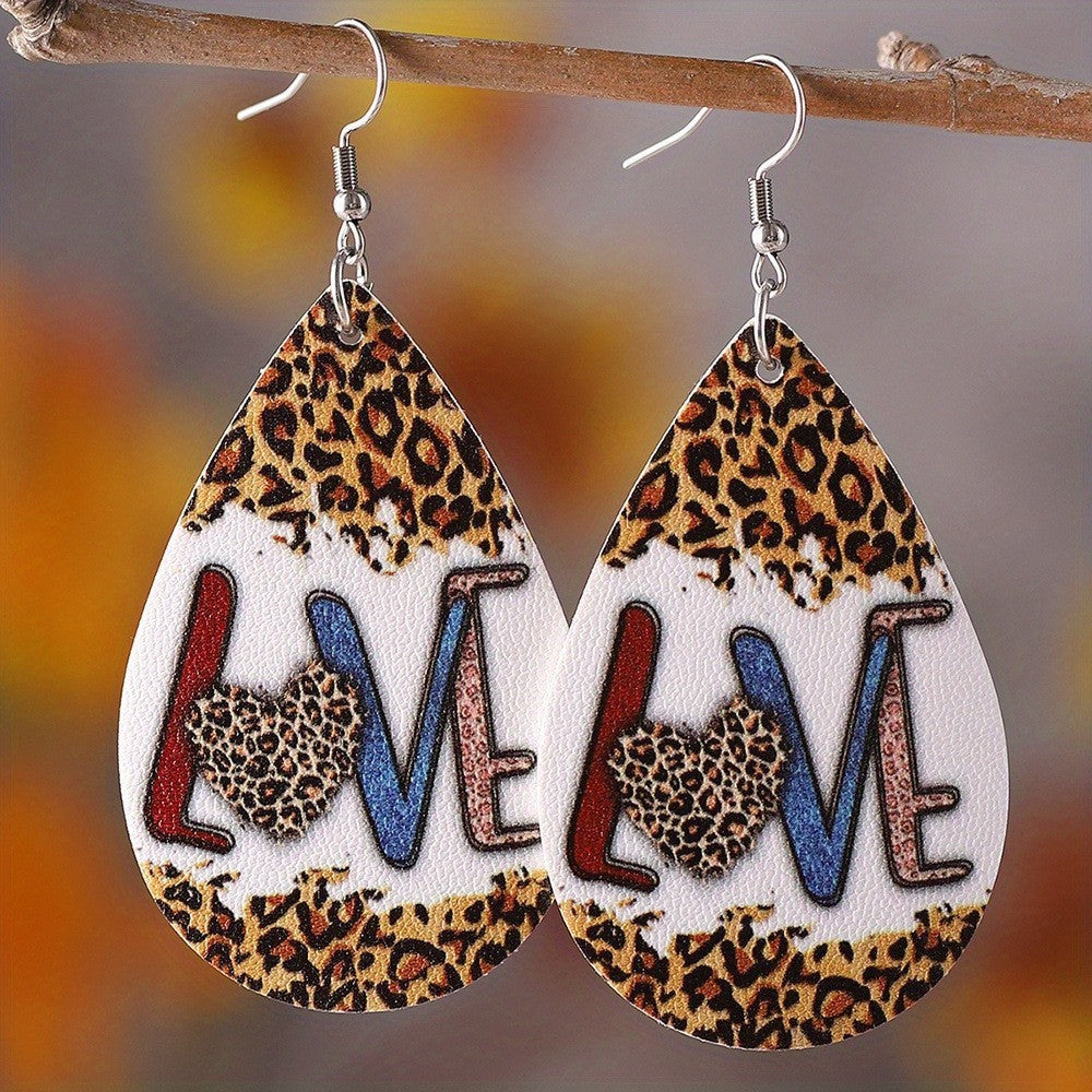 Wholesale Valentine' s Day Acrylic Teardrop-Shaped LOVE Earrings