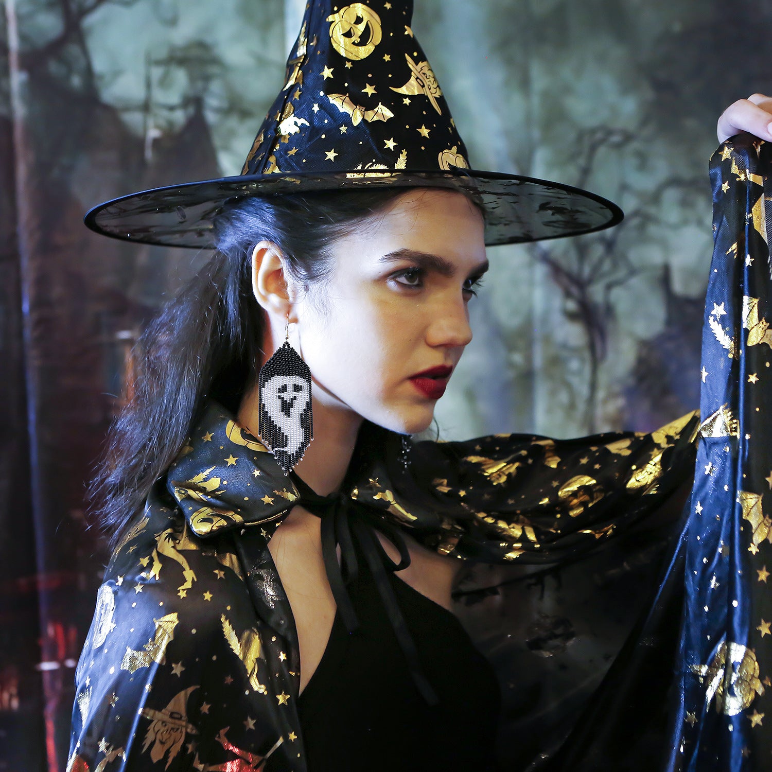 Wholesale Ghost Rice Beads Halloween Glass Earrings