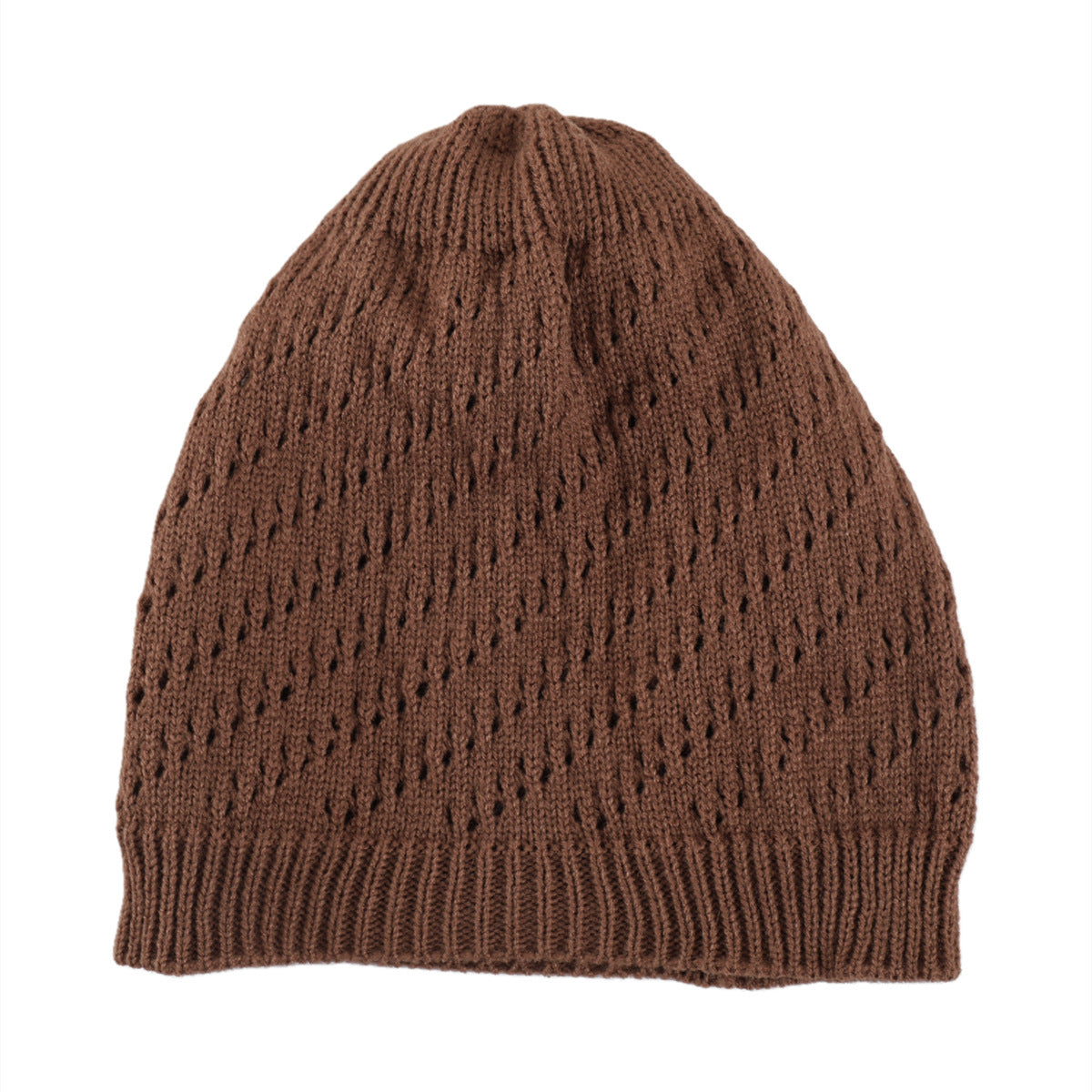 Wholesale Autumn and Winter Single Layer Thin Pleated Hollow Knitted Beanie