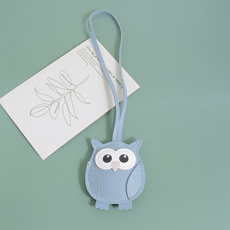 Wholesale PU leather stuffed owl keychain